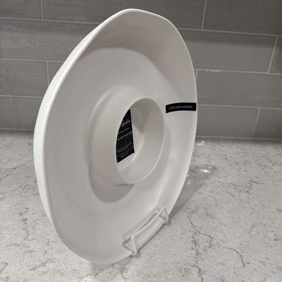 Dwell Studio CHIP & DIP Serving MATTE WHITE Melamine Platter Indoor Outdoor NEW - Picture 4 of 6